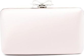 Self Portrait Bow-embellished Satin Mini Clutch Bag