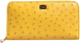 Dolce & Gabbana Yellow Leather Logo Plaque Zip Around Continental Womens Wallet (Pre-Owned)