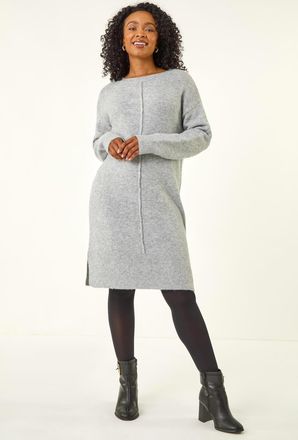 Roman Knitted Pintuck Shift Dress