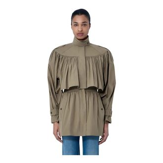 Chlo&eacute; Gathered High-Collar Jacket - female - Chlo&eacute; - Light Jackets - Green - 2XS - Jackets