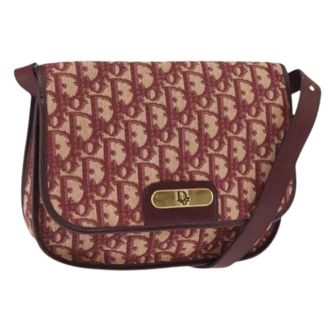 Dior Pre-owned Cross Body Bags, female, Red, Size: ONE SIZE Pre-owned Vintage Trotter Canvas Shoulder Bag