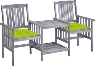 vidaXL Sillas De Jard&iacute;n Con Mesita Y Cojines Madera Maciza Acacia Vidaxl