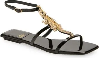 Jeffrey Campbell Reptilian Sandal in Black Patent Gold at Nordstrom, Size 6.5