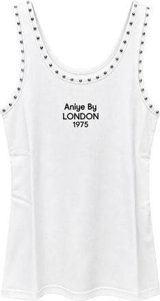 Aniye By Mouwloze Top met Studs - Dames - Tops zonder mouwen - Wit - L - Katoen - Tops