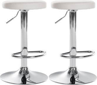 Clp Clp - Set De 2 Taburetes De Bar Ponte En Polipiel Blanco Metal Cromado