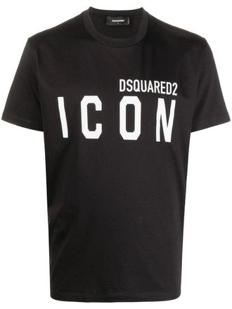 Dsquared2 Mens Icon Printed T-shirt in Black Cotton - Size Medium