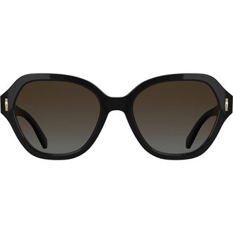Longchamp Roseau 56mm Gradient Modified Rectangular Sunglasses in Black at Nordstrom