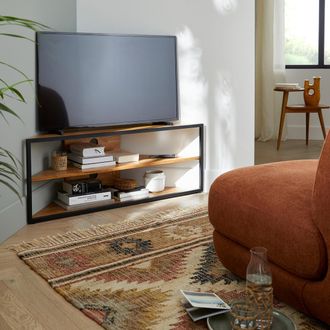 La Redoute Interieurs Hoek-tv-meubel van massief eiken en staal, HIBA