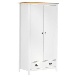 Berkfield Home 2-Door Wardrobe Hill White 89x50x170 cm Solid Pine Wood | Size: 89 x 50 x 170 cm
