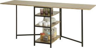 SoBuy Mesa Plegable De Almacenaje Con 3 Estantes Para Comedor Sal&oacute;n Mesa Auxiliar Escritorio Madera Ahorra Espacio Fwt62-n Sobuy Es