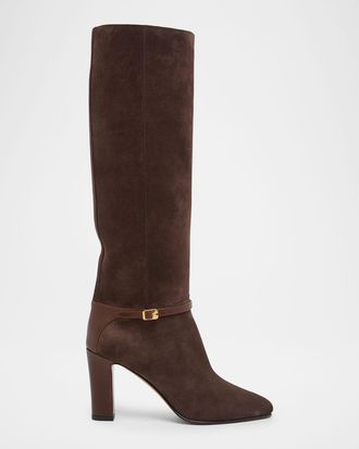 Valentino Garavani 85mm Pattie Suede Knee-High Boots