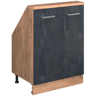 Vicco Armario Para Techo Inclinado Rion, Hormig&oacute;n Negro/roble Dorado, Con 2 Puertas, Vicco