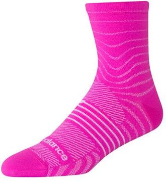 New Balance Unisex Pro Run QTR Calzini 1 Pair in Rosa/Bianco, Nylon, Taglia XL