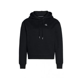 Calvin Klein Korte Fleece Hoodie - Dames - Hoodies - Zwart - L - Katoen - Hoodies & sweatvesten