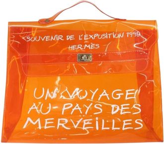 Herm&egrave;s Kelly Handbag Vinyl Orange Plastic Handbag (Pre-Owned)