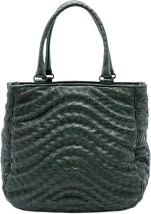Bottega Veneta Pre-owned Tote Bags, female, Green, Size: ONE SIZE Pre-owned Woven Nappa Tote