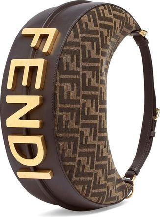Fendi Womens Small Hobo Bag Fendigraphy Multicolour Polyester Handbags Hand