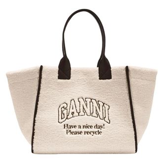 Ganni Shearling XXL Tote - female - Ganni - Shopping Bags - White - ONE SIZE - Bags