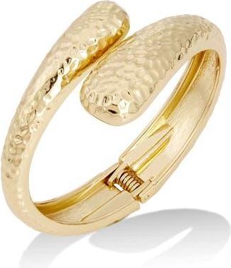 Savvy Cie Jewels 18K Gold Plated Hammered Crossover Bypass Bracelet in Yellow at Nordstrom Rack