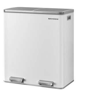 Songmics Cubo de basura de 2 x 30 l de color blanco y plata
