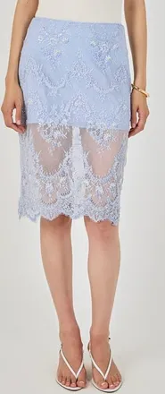 endless rose Sequin Lace Midi Skirt in Powder Blue at Nordstrom, Size X-Small