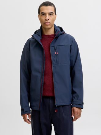 Jack & Jones Softshelljacke JACK & JONES JJTHATCHER SOFTSHELL HOOD, Herren, Gr. XXL, blau (sky captain), Web, Obermaterial: 100% Polyester, unifarben, regular fit 