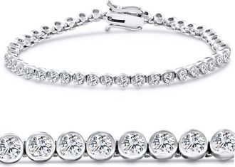 Pompeii3 5Ct Diamond Half Bezel Tennis Bracelet 14k White or Yellow Gold 7 Lab Grown