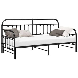 Berkfield Home Modern Daybed Frame with Trundle Black 90x200 cm Steel