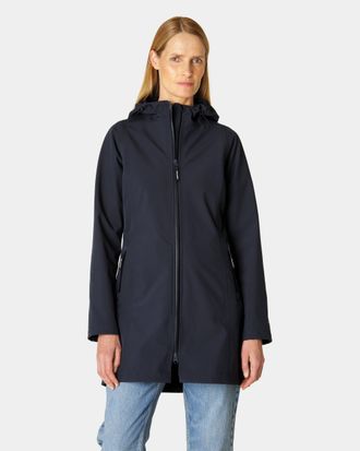 Ilse Jacobsen Womens Long Sleeve Raincoat in Dark Blue - Size 8 UK