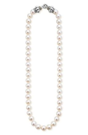 Lagos Luna Freshwater Pearl Necklace in Silver at Nordstrom