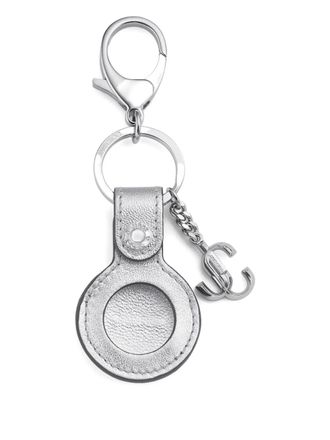 Jimmy Choo London Airtag keyring - women - Leather/Brass/Leather - One Size - Silver