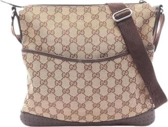 Gucci Pre-owned GG Canvas Leren Schoudertas - Dames - Vintage Schoudertas - Beige - ONE Size - Leer - Vintage