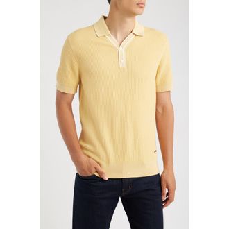 Bugatchi Waffle Stitch Polo Sweater in Jojoba at Nordstrom, Size X-Large