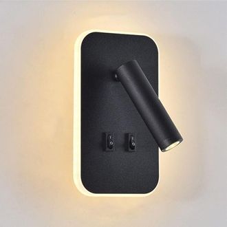 OEM Applique Murale Led - Aluminium Negro - 3000 K - Orientable - Para Sal&oacute;n Y Dormitorio - Pack De 2