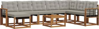 vidaXL Conjunto De Sof&aacute;s De Exterior 9 Uds. Natural Y Gris Claro Vidaxl