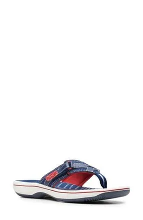 Clarks Breeze Sea Thong Sandal in Navy/red at Nordstrom Rack, Size 5