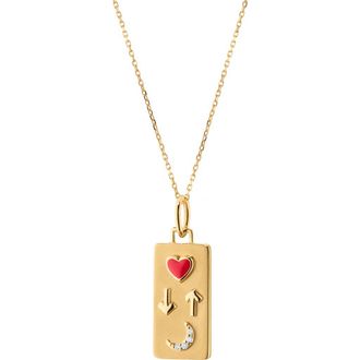 Monica Rich Kosann Love You to the Moon & Back Diamond Pendant Necklace in Gold at Nordstrom, Size 17