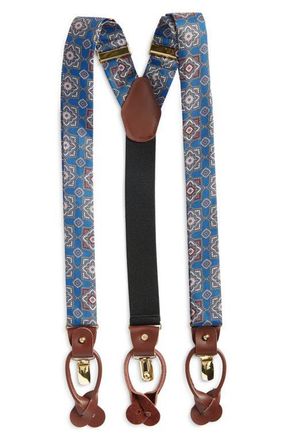 Clifton Wilson Silk Medallion Suspenders in Royal Blue at Nordstrom
