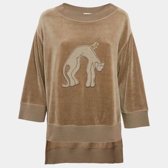 Sonia Rykiel Grey Cat Applique Velvet Sweatshirt