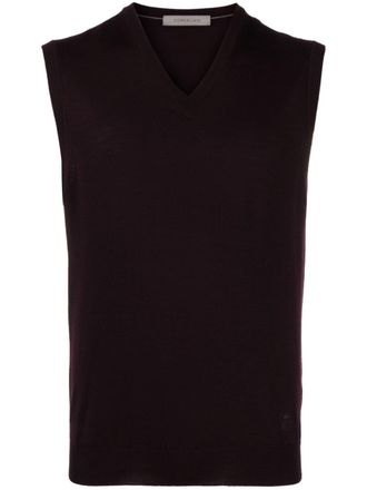 Corneliani Top smanicato con ricamo - Viola