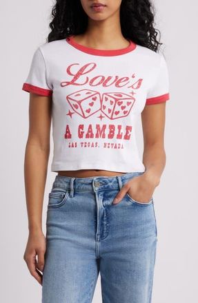 Junk Food Loves a Gamble Crop Graphic T-Shirt in Red/White at Nordstrom, Size X-Small