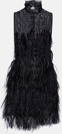 The Attico Miniabito ricamato con piume