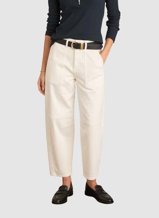 Baukjen Reece Stretch Barrel Leg Cargo Jeans in Soft White at Nordstrom, Size 10