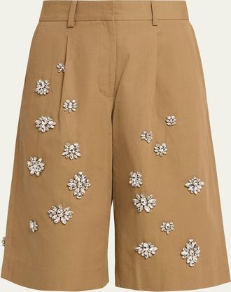 TWP The City Shorts with Crystals in Water-Repellent Cotton Canvas