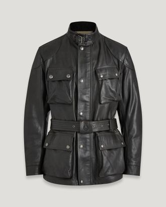Belstaff Trialmaster Motorcycle Jacket Mens Hand Waxed Leather Antique Black Size 2XL
