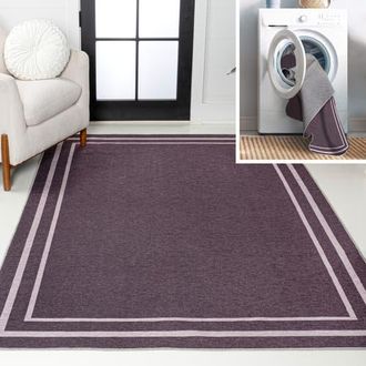 Jonathan Y Designs Sloane Classic 2-Stripe Border Washable Area Rug in Dark Purple/light Purple at Nordstrom, Size 8Ft 0In X 10Ft 0In