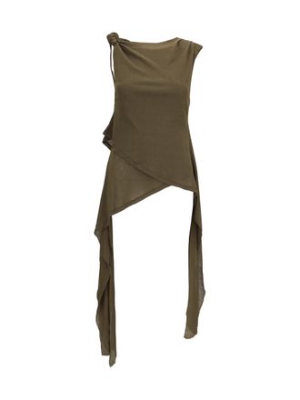 Ganni Asymmetrical Knot Blouse - Green