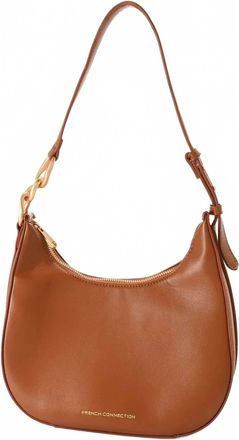 French Connection Womens Moritz Textured Smooth Hobo Shoulder Bag In Cognac