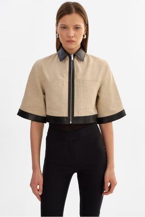 LaMarque Caprice | Short Sleeve Jacket in Black/beige at Nordstrom, Size Xx-Small