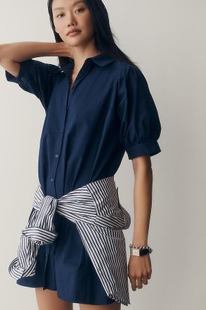 Maeve 100% Cotton Puff-Sleeve Shirtdress